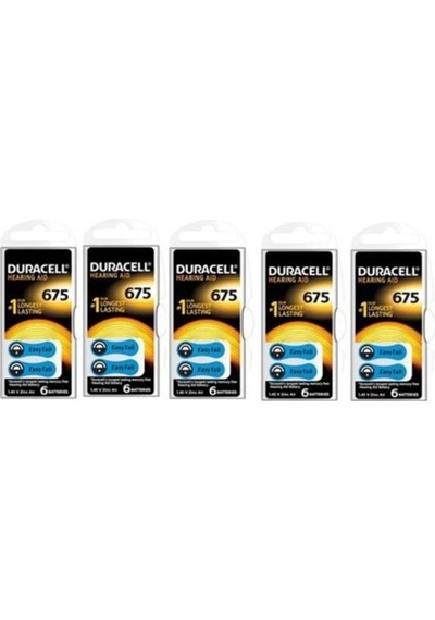 Duracell 675, Pr44 Kulaklık İşitme Cihazı Pili 6'lı Paket 5 Paket