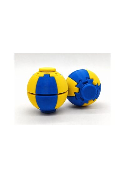 Alvera Press Küresi 3d Baskı Dönüşen Mekanik Fidget Stres Oyuncağı-mavi-sarı