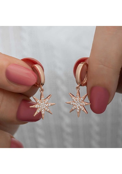 Gümüş Rose Sallantılı Kutup Yıldızı Kadın Küpe Arbltgsrkıb5u9ghrnb