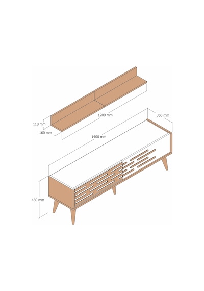 Variant Valensiya 140cm Tv Ünitesi - Ceviz / Siyah Mermer
