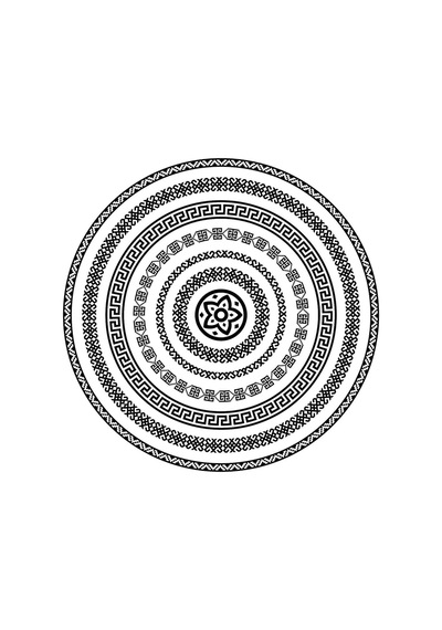 Yuvarlak Geometrik Siyah Desenli Duck Kumaş Masa Örtüsü 150x150 Cm Diğer