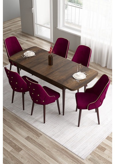 Canisa Tia Serisi Açılabilir Mdf Mutfak Masası Takımı Barok Desen Masa 6 Mürdüm Sandalye Masa Barok Ahşap Desen Sandalye Mürdüm Canisa Tia Serisi Açılabilir Mdf Mutfak Masası Takımı Barok Desen Masa 6 Mürdüm Sandalye Masa Barok Ahşap Desen Sandalye Mürdüm