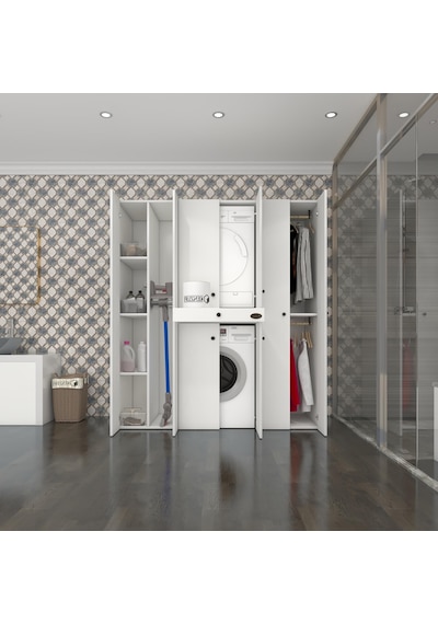 Kenzlife Çamaşır-Kurutma Makinesi Dolabı Ve Giysi Dolabı Çekmeceli Ebuzer Sol Raf Byz 187 160 60 Banyo Çok Renkli Kenzlife Çamaşır-Kurutma Makinesi Dolabı Ve Giysi Dolabı Çekmeceli Ebuzer Sol Raf Byz 187 160 60 Banyo Çok Renkli