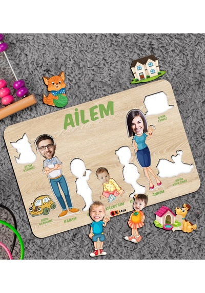 Bk Toys Çocuklara Özel Ailem Konseptli(5 Kişilik) Ahşap Eğitici Y