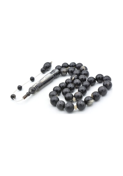 Sistemli Küre Kesim Dev Boy Siyah Koç Boynuzu Tesbih 12 Mm Siyah