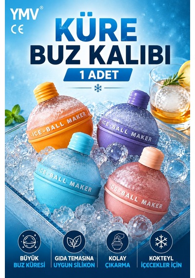 Ymv Küre Buz Kalıbı Büyük Yuvarlak Buz Topu Kalıbı Kahve Kola Soğuk İçecek Silikon Buzluk 1 Adet Turuncu - Sarı