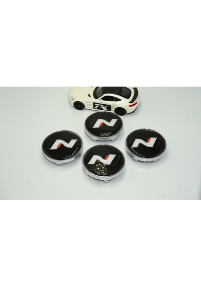 Hyundai N Line Logo Jant Göbeği Gümüş Siyah Kapak Seti 60mm