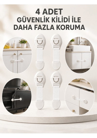4'lü Esnek Kayışlı Çocuk Güvenlik Kilidi Pratik Ve Güvenli Kullan