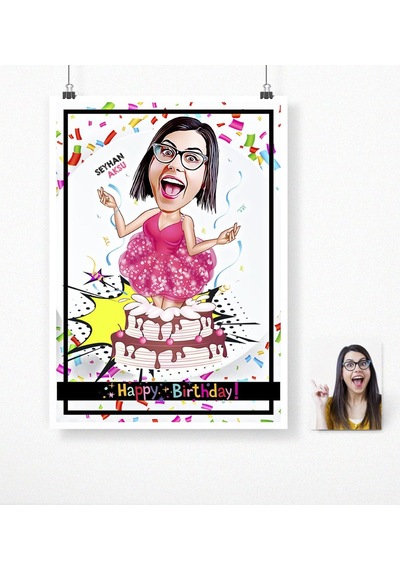 Bk Gift Kişiye Özel Doğum Günü Karikatür Afiş Poster 50 X 70 Cm. 3
