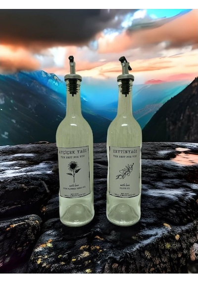 Sızdırmaz Zeytinyağı Ve Ayçiçek Yağı Şişesi Yağdanlık Şeffaf Renkli 2 Adetx750 Ml Kopya