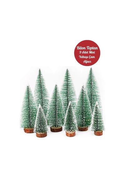 9 Adet Nevada Mini Çam Ağacı Uçlarına Kar Yağmış Karlı Yılbaşı Hediyesi 15-12-8 Cm