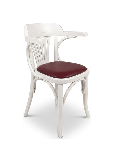 Thonet Kolçaklı Klasik Ahşap Sandalye Beyaz