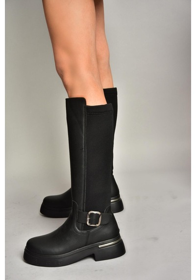 Fox Shoes T996332009 Siyah Dalgıç Kumaş Klasik Çizme Siyah-Suni Deri
