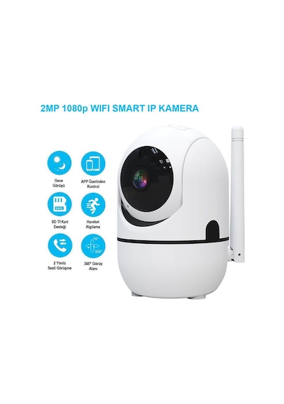 Alpsmart Kablosuz 2Mp Ip 360 Derece Hareketli Wifi Kamera As-680