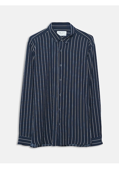 Lcw Vision Lacivert Slim Fit Uzun Kollu Çizgili Erkek Gömlek