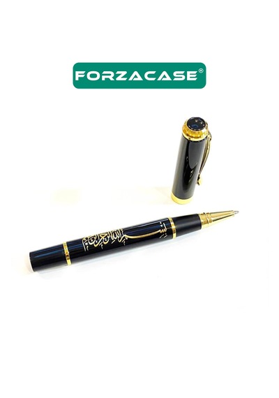 Besmele İşlemeli Kutulu Metal Roller Kalem Siyah Gold - Fc761