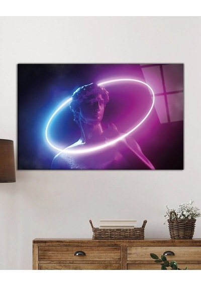 Soyut Neon Tarzı Heykel Cam Tablo Evlika, Ev Ve Ofis Duvar Dekoru Hediyelik Büyük Tablo Dayanıklı Cam