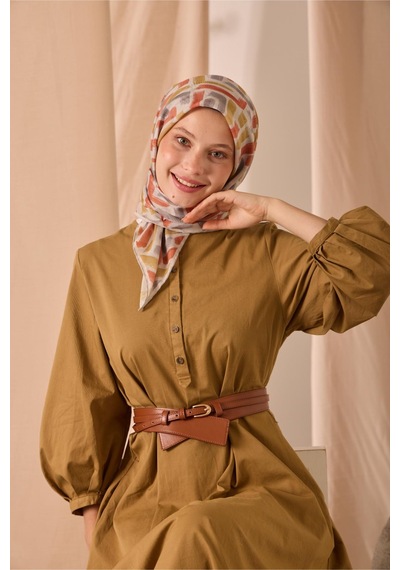 Silk Home Soft Eşarp 73096-28 Gümüş, Sinyal Turuncu, Hardal, Füme