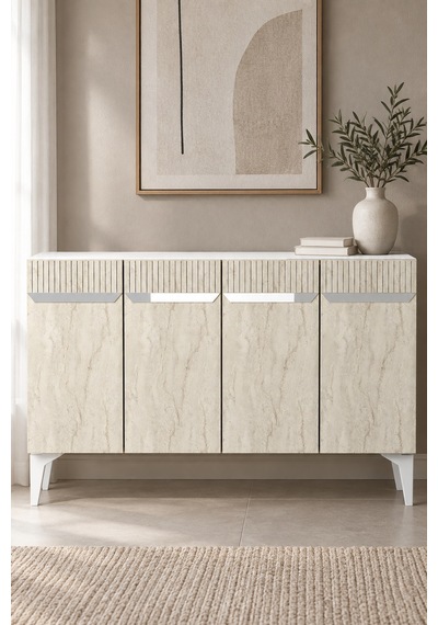 Ka1244bts Duma Konsol Beyaz-traverten-silver 120cm Beyaz - Traverten - Sılver Ka1244bts Duma Konsol Beyaz-traverten-silver 120cm Beyaz - Traverten - Sılver