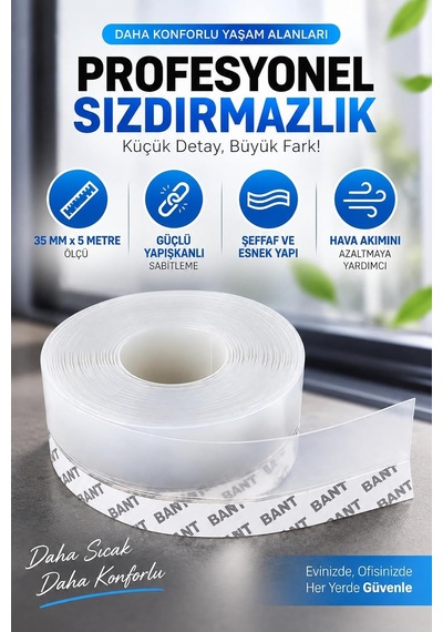 Tr Şeffaf Kapı Pencere İzolasyon Bandı Güçlü Bantlı 35mm X 3m Mz-v3