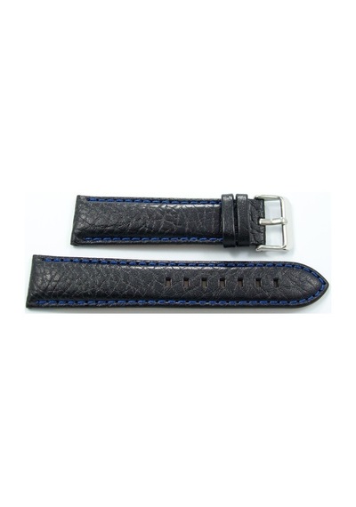 Bizon Siyah Deri Saat Kordonu 22Mm Lacivert Spor Dikişli Kayışı D (480001409)