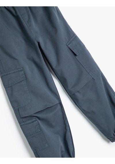 Koton Paraşüt Jogger Kot Pantolon Pamuklu Beli Lastikli Cepli - Parachute Jean Mavi 4skg40087ad Mavi