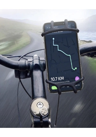 Motorsiklet Bisiklet Scooter İçin Darbe Emici Telefon Tutucu Silikon Kaydırmaz Tutucu Siyah