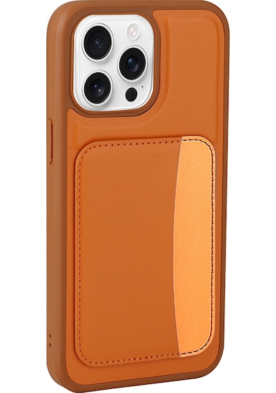 Apple Uyumlu iPhone 16 Pro Kılıf Kartlıklı Zore X-kart Silikon Kapak - Turuncu Turuncu