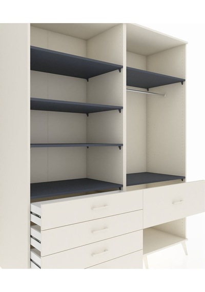 Kronos Gardrop 6 Raflı 5 Çekmeceli Tek Askılı 176x59x221 Aytaşı-antrasit/aytaşı Beyaz Kronos Gardrop 6 Raflı 5 Çekmeceli Tek Askılı 176x59x221 Aytaşı-antrasit/aytaşı Beyaz