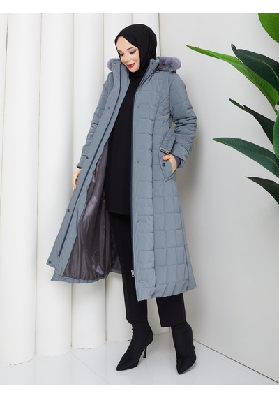 Eslemnur Nova Kumaş Şişme Mont 115cm Füme