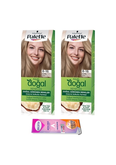 Palette Kalıcı Doğal Renkler Saç Boyası 2 Adet 8 - 16 Küllü Sarı