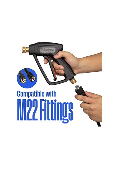 Outdoor Power Equipment Pwsg Kısa Basınçlı Yıkama Tabancası 3600 Psı, M22 Konektör, Siyah