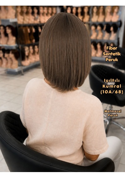 Küt Model Fiber Sentetik Peruk Işıltılı Kumral No-10A-68