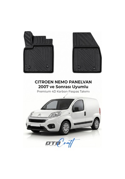 Otocraft Citroën Nemo Pv 2007+ Araca Özel 4d Karbon Oto Paspas Havuzlu Tam Set