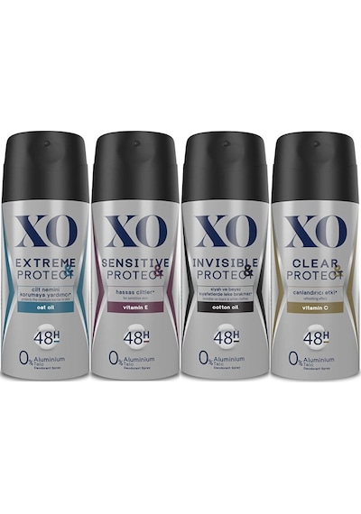Xo Deodorant 150ml Erkek Extreme-sensitive-ınsivible-clear-protec