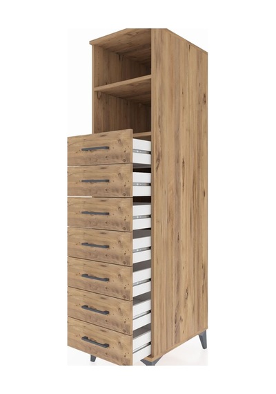 Kronos Dolap 2 Raflı 7 Çekmeceli 44x59x182 Çam-çam Çam