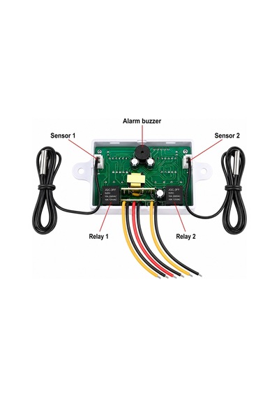 Xk-w1088 Çift Kanallı Dijital Sıcaklık Kontrol Cihazı 12v Dc 2 10a Röle Çift Ntc Sensör