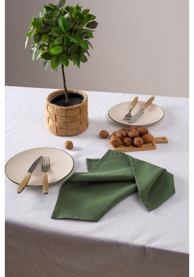 Wellstil Premium Keten Peçete 2'li 40 x 40 Haki