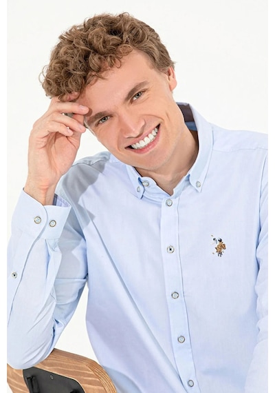 U.S. Polo Assn. Erkek Slim Fit Pamuklu Gömlek 1571695 Açık Mavi
