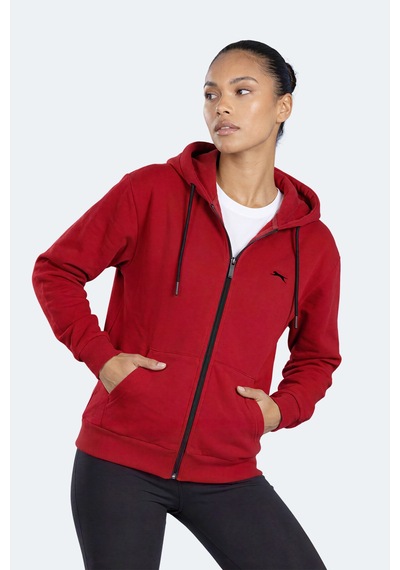 Slazenger Flores Kadın Kapüşonlu Bordo Sweatshırt