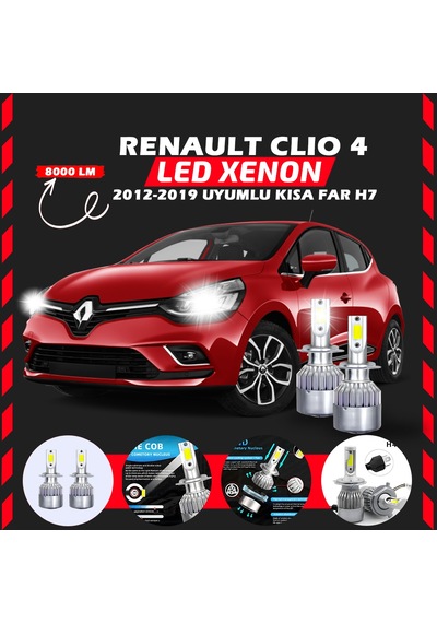 Renault Clio 4 2012-2019 Kısa Far Uyumlu Şimşek Etkili Led Xenon Performance Series H7