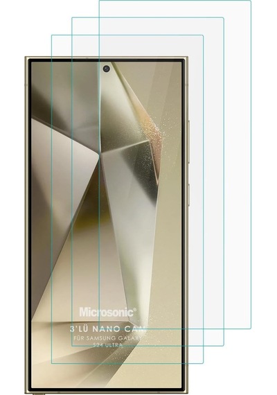 Ayrex Samsung Galaxy S24 Ultra Screen Protector Nano Glass Cam Ekran Koruyucu 3 Lü Paket Galaxy S24 Ultra İle Uyumlu