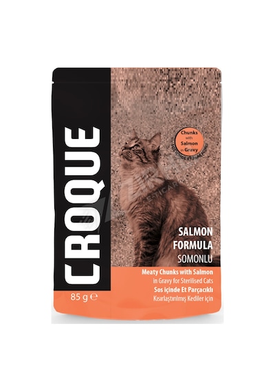 Croque Pouch Somon Etli Kısırlaştırılmış Kedi Maması 85 Gr