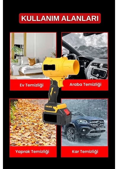 Go İthalat 21v Kablosuz Hava Üfleyici 32.000rpm Turbo Fan, 12.000mah Batarya, Bahçe &amp Amp Araç