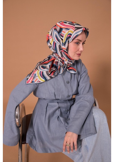 Silk Home Twill İpek Eşarp 11471-34 Petrol Mavi, Pembe, Mercan, Siyah