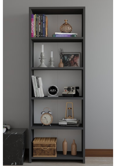 Alpa Ev Mobilya 5 Raflı Kitaplık, Modern Çok Amaçlı Ahşap Ofis, Salon Ve Mutfak Raf Dolabı Antrasit Alpa Ev Mobilya 5 Raflı Kitaplık, Modern Çok Amaçlı Ahşap Ofis, Salon Ve Mutfak Raf Dolabı Antrasit