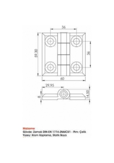 Sermak Enka441  433 V1 Yaprak Menteşe 60 x 60 Mm