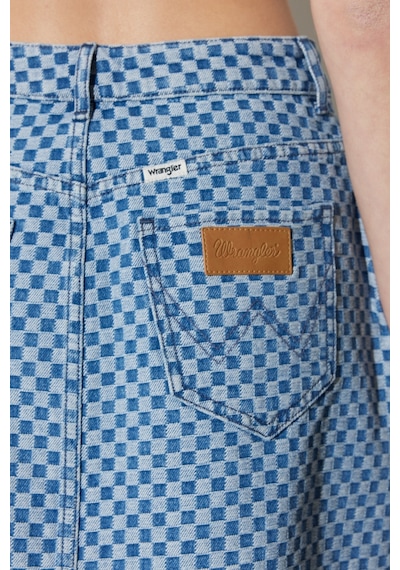 Wrangler Skinny Fit Dar Kesim %100 Pamuk Yüksek Bel Mavi Jean Mini Etek W231631XT Mavi