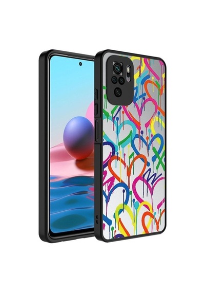 Xiaomi Redmi Note 10 Kılıf Aynalı Desenli Kamera Korumalı Parlak Zore Mirror Kapak Kalp