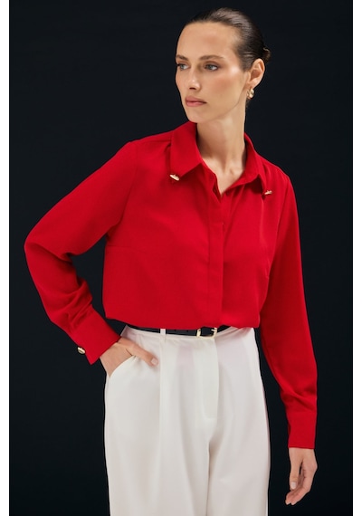Sateen Lucy Gömlek - Kırmızı-137111